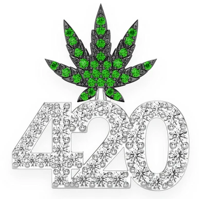 1.00CTW Weed Leaf 420 Diamond Pendant  customdiamjewel   