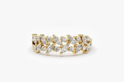 0.50CTW Marquise And Round Cut Natural Diamond Wedding Band  customdiamjewel 10KT Yellow Gold VVS-EF