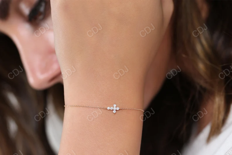0.21CTW Moissanite Mini Cross Diamond Bracelet  customdiamjewel   