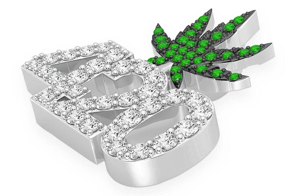 Weed Leaf 420 Diamond Hip Hop Pendant customdiamjewel