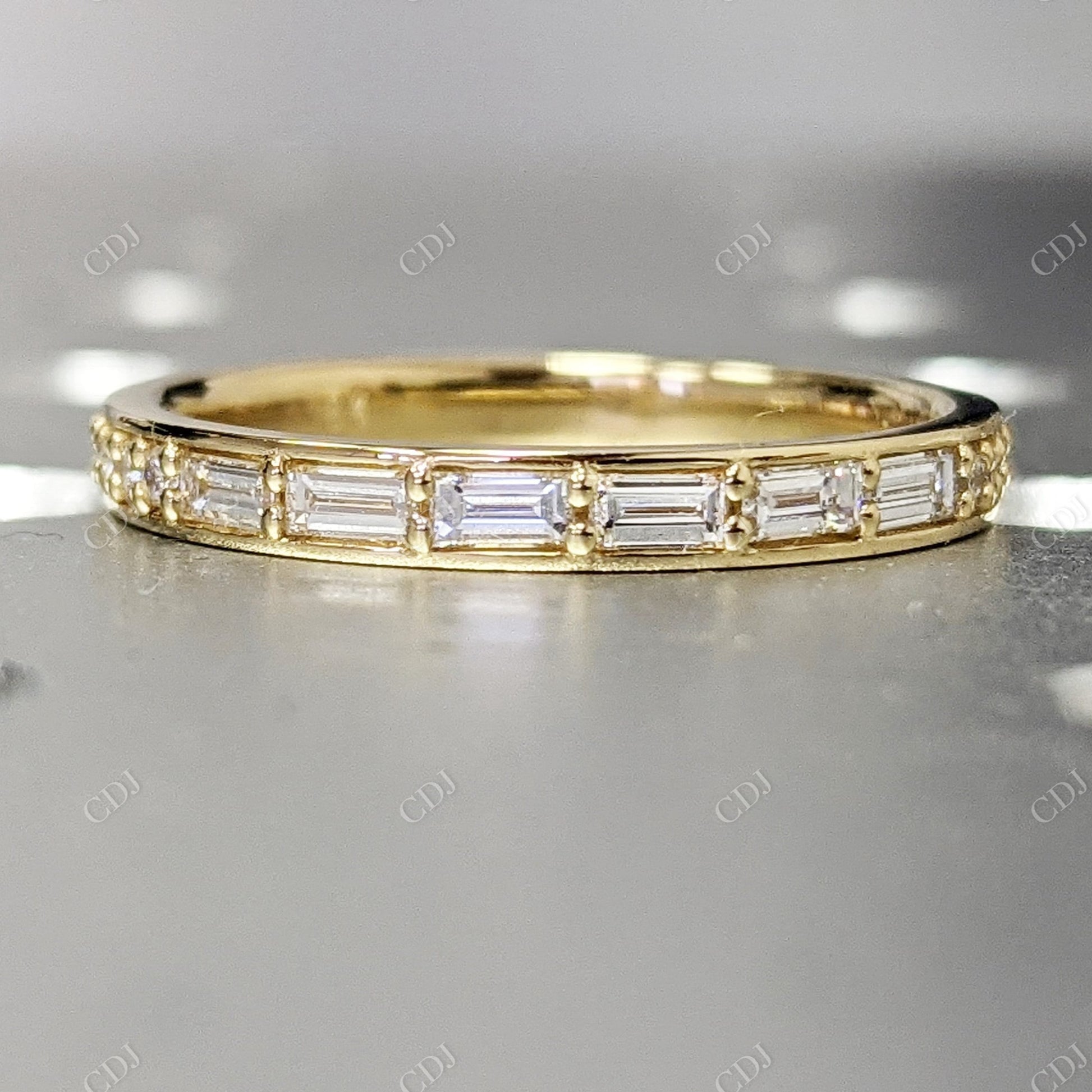 0.34CTW Baguette Cut Lab Grown Diamond Wedding Band  customdiamjewel 10KT Yellow Gold VVS-EF