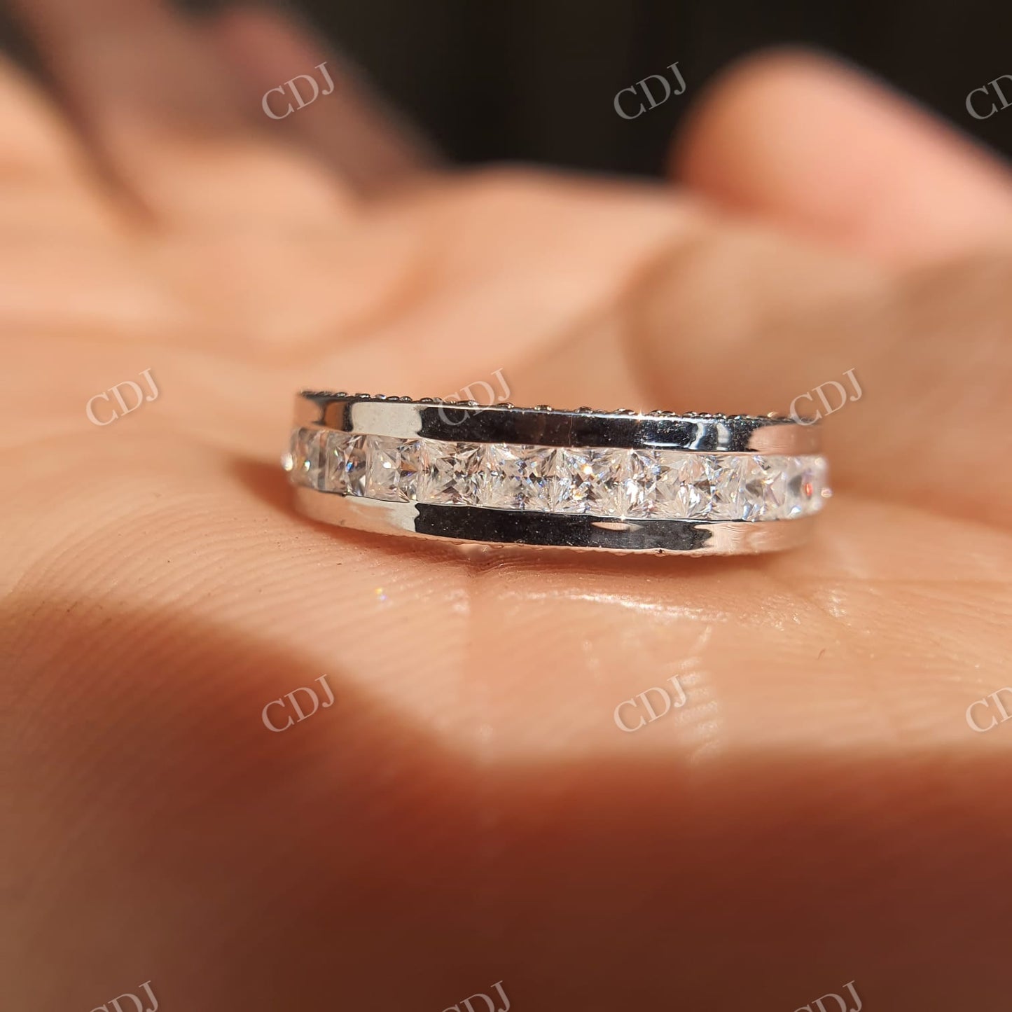 Moissanite Bridal Ring Set Heart Ring Princess Cut Band  customdiamjewel   