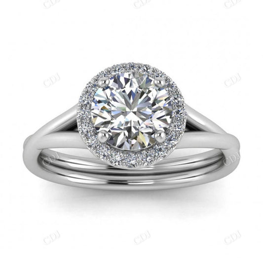 Rose Gold Double Band Moissanite Halo Cluster Engagement Ring  customdiamjewel 10KT White Gold VVS-EF