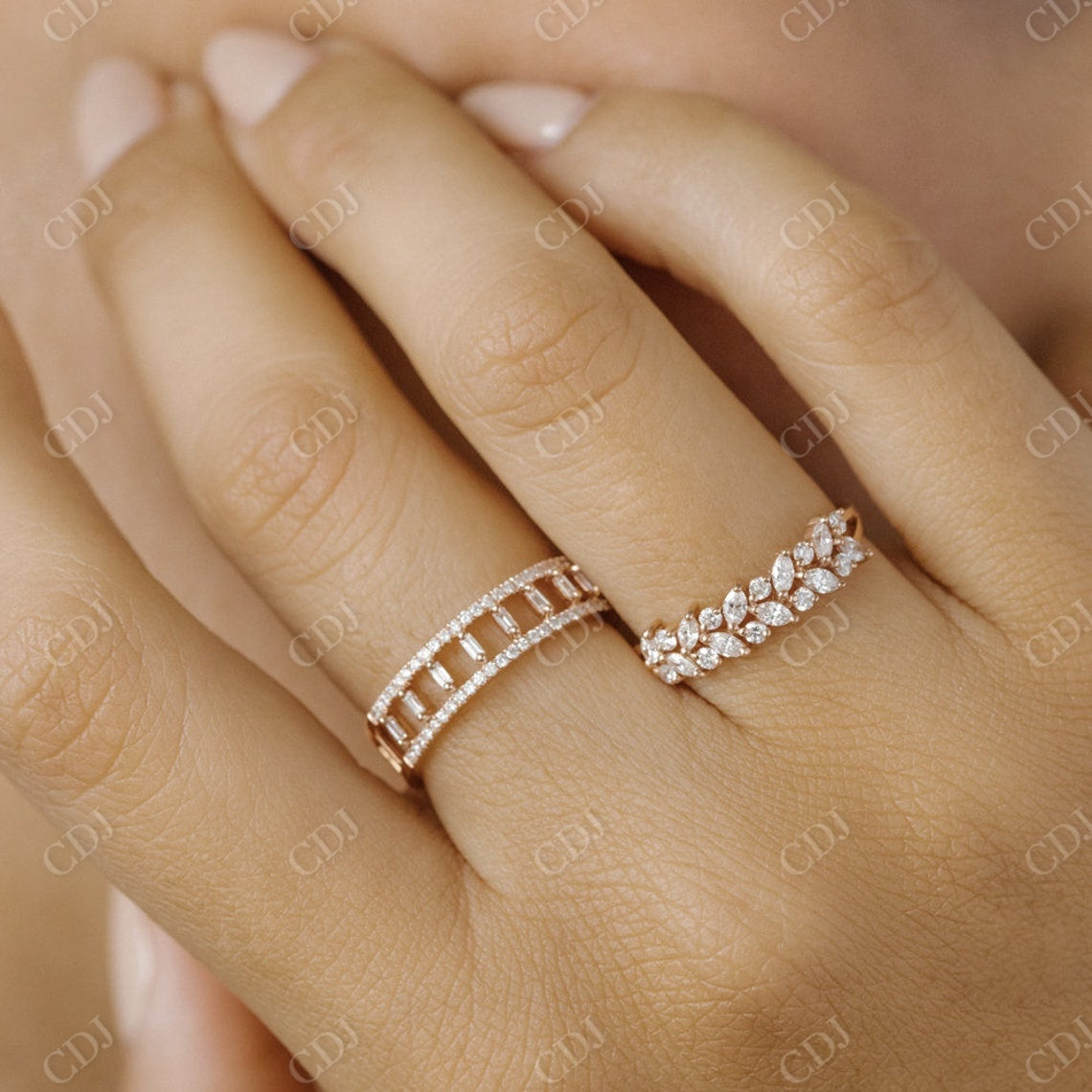 0.50CTW Marquise And Round Cut Natural Diamond Wedding Band  customdiamjewel   
