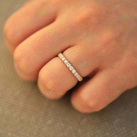 0.50CTW Round Half Eternity Solid Yellow Gold Moissanite Wedding Band  customdiamjewel 10KT Yellow Gold VVS-EF