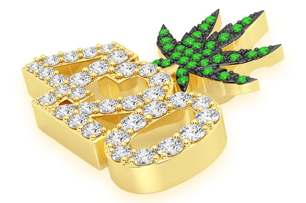 Weed Leaf 420 Diamond Hip Hop Pendant customdiamjewel