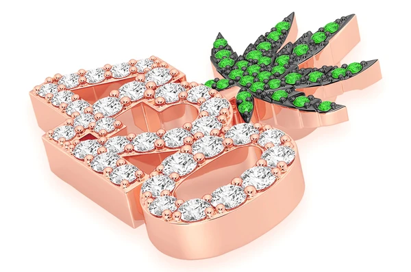 Weed Leaf 420 Diamond Hip Hop Pendant customdiamjewel