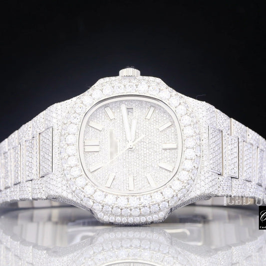 Moissanite Studded Iced Out Wrist Watch customdiamjewel