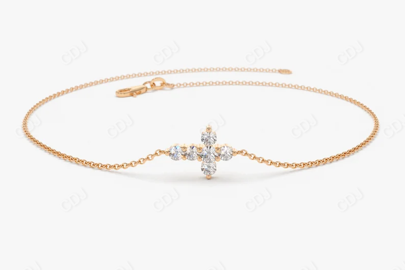 0.21CTW Moissanite Mini Cross Diamond Bracelet  customdiamjewel Sterling Silver Rose Gold VVS-EF