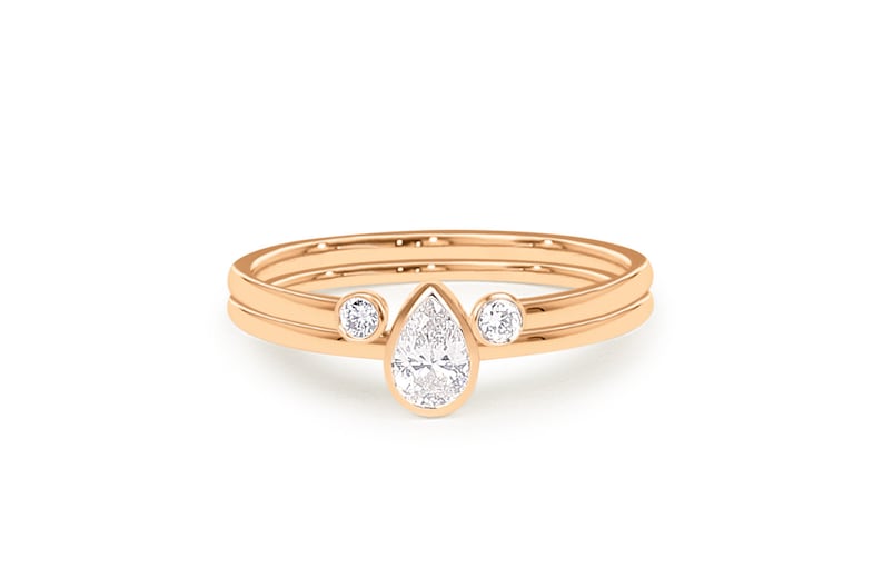 0.31CTW Pear Cut Natural Diamond Bezel Set Antique Engagement Ring  customdiamjewel 10 KT Solid Gold Rose Gold VVS-EF