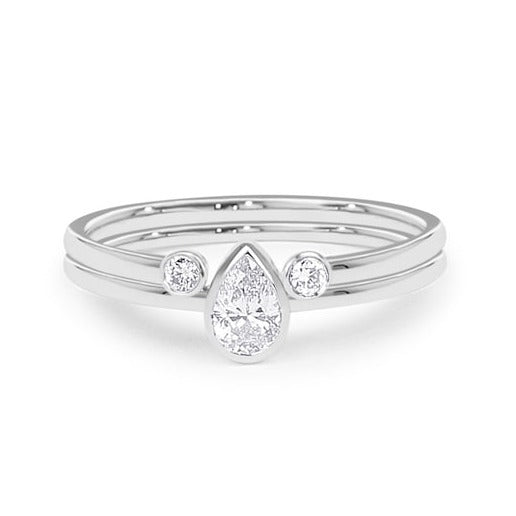 0.31CTW Pear Cut Natural Diamond Bezel Set Antique Engagement Ring