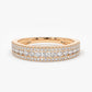 0.61CTW Natural Diamond 14K Half Eternity Three Row Wedding Band  customdiamjewel 10 KT Solid Gold Rose Gold VVS-EF
