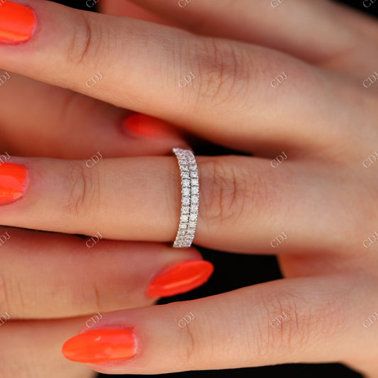 14K White Gold Half Eternity Moissanite Wedding Band  customdiamjewel   