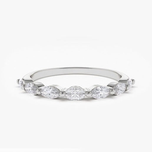 0.56CTW Marquise Cut Natural Diamond Solid Gold Half Eternity Band  customdiamjewel 10 KT Solid Gold White Gold VVS-EF