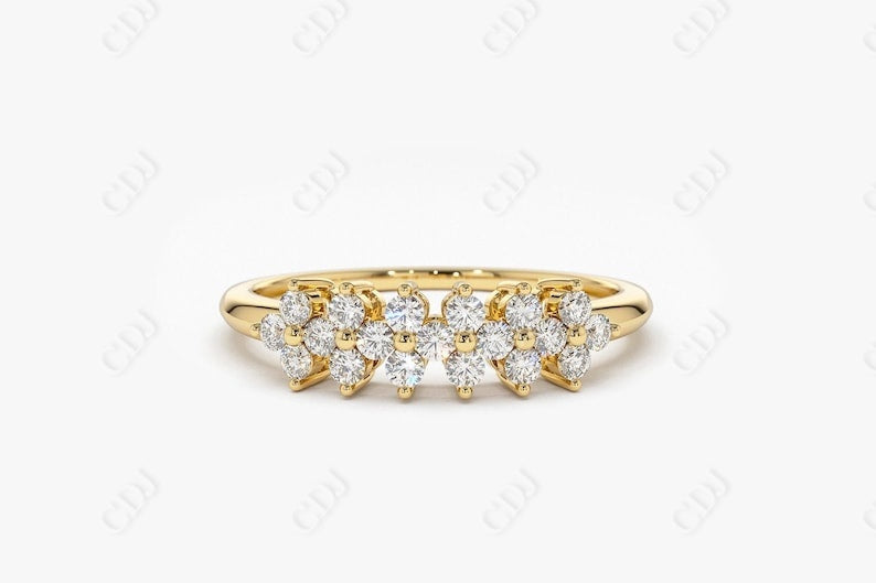 0.57CTW Lab Grown Cluster Diamond Wedding Band  customdiamjewel Sterling Silver Yellow Gold VVS-EF
