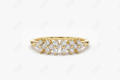 0.57CTW Lab Grown Cluster Diamond Wedding Band  customdiamjewel Sterling Silver Yellow Gold VVS-EF