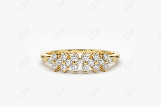 0.57CTW Lab Grown Cluster Diamond Wedding Band  customdiamjewel Sterling Silver Yellow Gold VVS-EF