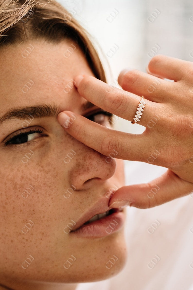 0.57CTW Lab Grown Cluster Diamond Wedding Band  customdiamjewel   