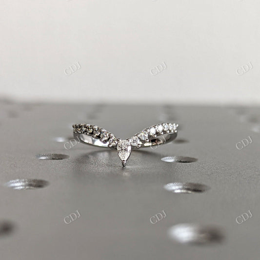 0.35CTW Pear Cut Moissanite Curved Wedding Band  customdiamjewel 10KT White Gold VVS-EF