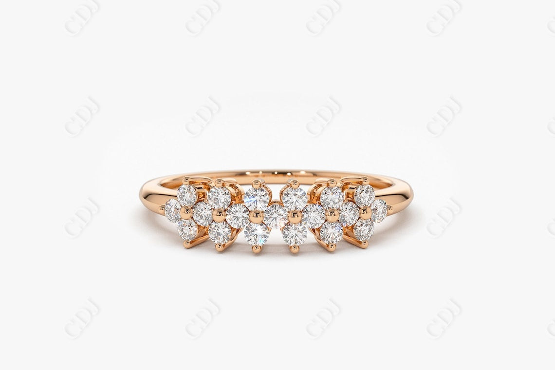 0.57CTW Lab Grown Cluster Diamond Wedding Band  customdiamjewel Sterling Silver Rose Gold VVS-EF