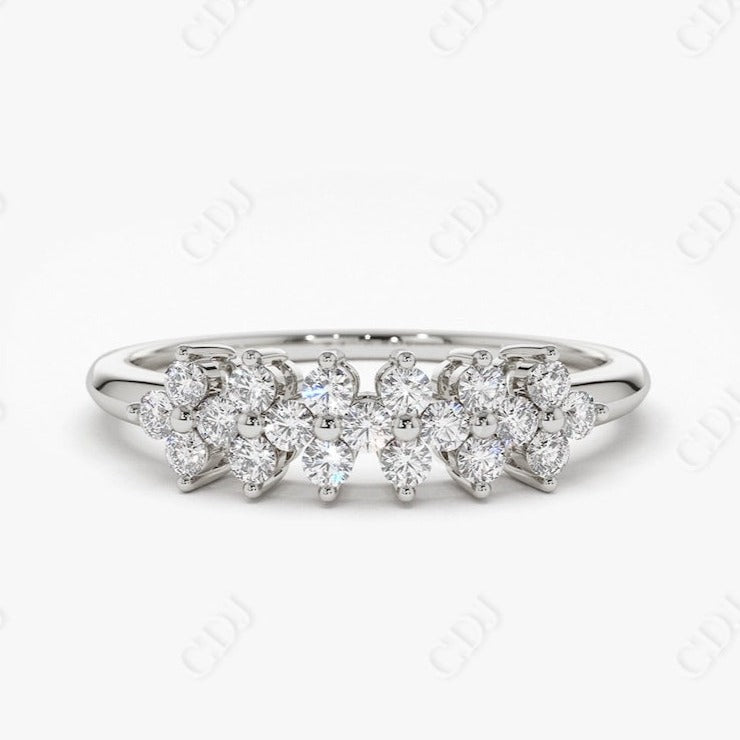 0.57CTW Lab Grown Cluster Diamond Wedding Band  customdiamjewel Sterling Silver White Gold VVS-EF