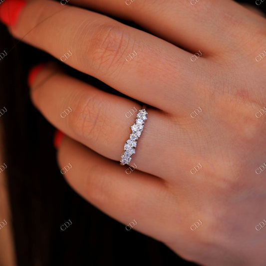 14K White Gold Cluster Moissanite Wedding Band  customdiamjewel   