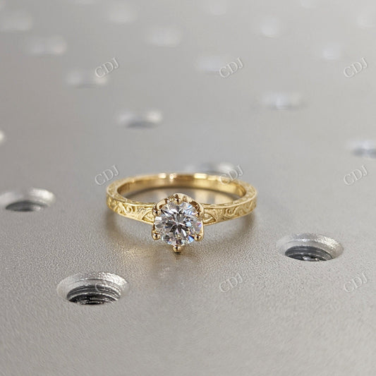 0.50CTW Round Cut Moissanite Vintage Filigree Ring  customdiamjewel 10KT Yellow Gold VVS-EF