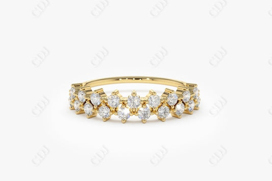 0.60CTW Lab Grown Half Eternity Diamond Wedding Band  customdiamjewel Sterling Silver Yellow Gold VVS-EF