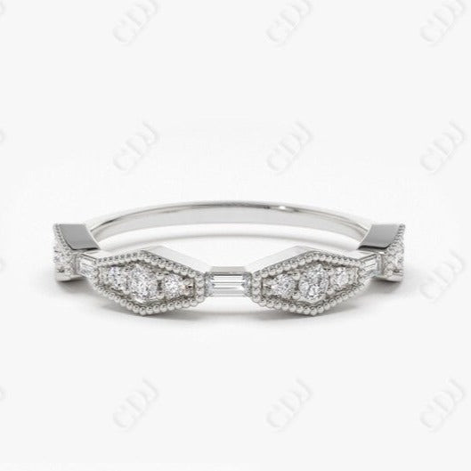 0.29CTW Lab Grown Baguette and Round Diamond Wedding Band