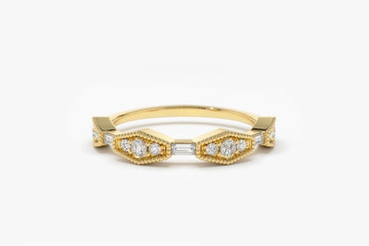 0.29CTW Baguette Cut Natural Diamond Micro Pave Half Eternity Band  customdiamjewel 10 KT Solid Gold Yellow Gold VVS-EF