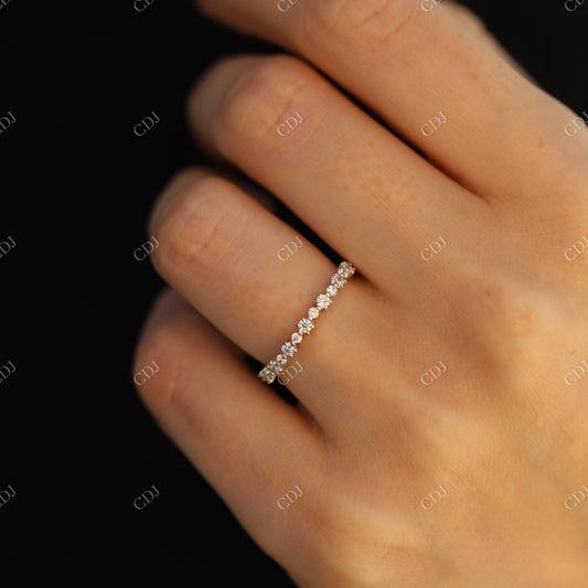 14K White Gold Stackable Moissanite Wedding Band  customdiamjewel   