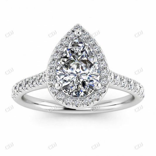 0.68CTW Pear Halo Moissanite Engagement Ring  customdiamjewel 10KT White Gold VVS-EF