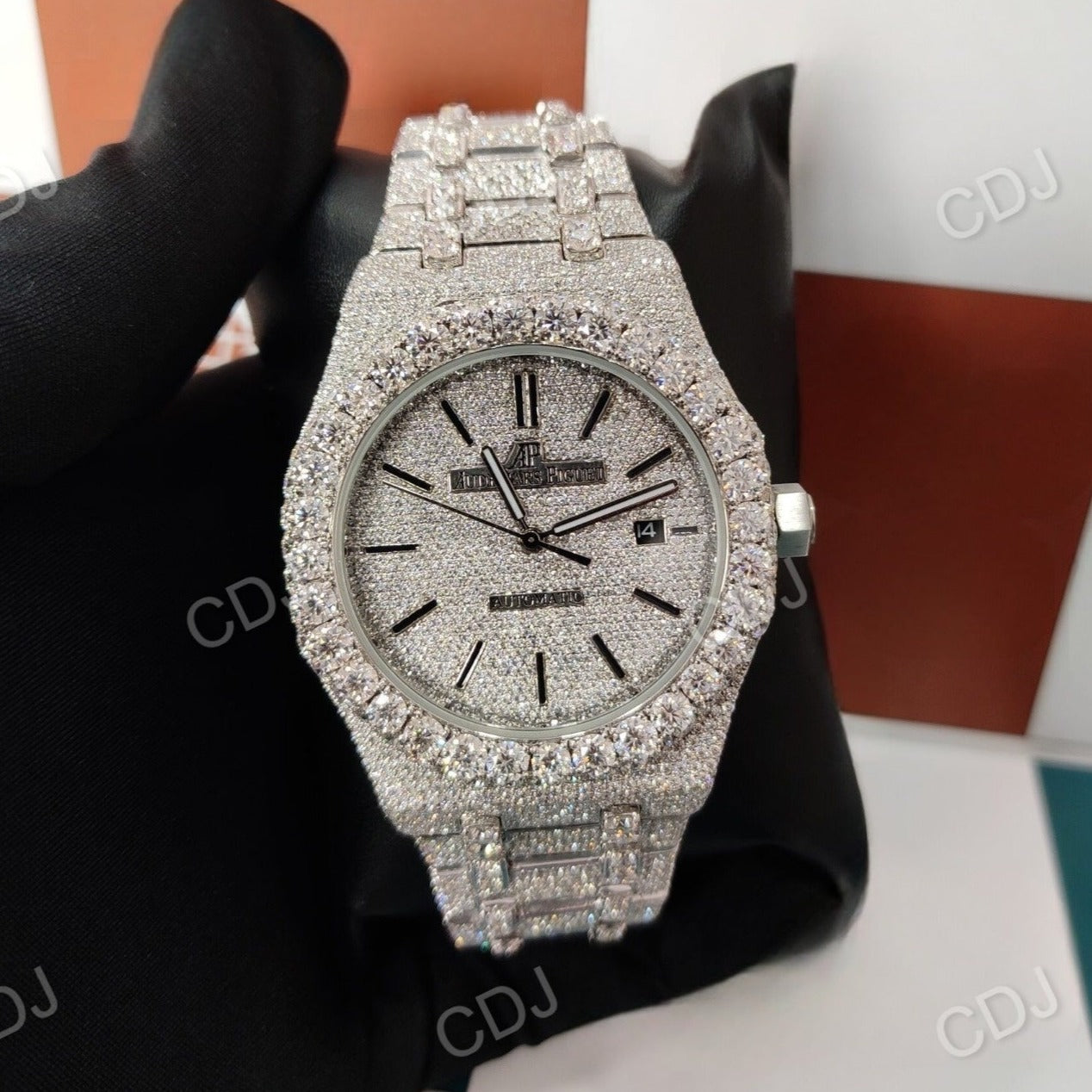 Moissanite Diamond Studded AP Watch customdiamjewel
