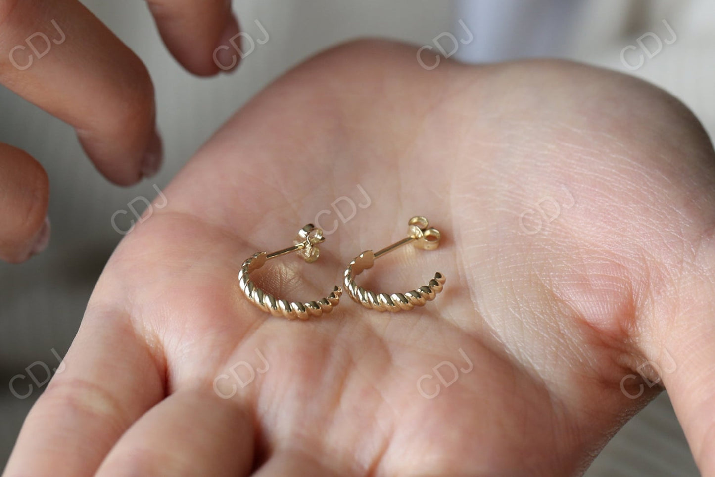 Gold Twisted Rope Hoop Earrings  customdiamjewel   