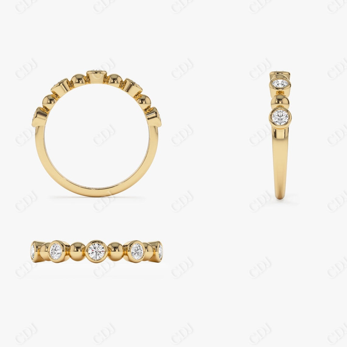 0.50CTW Round Lab Grown Diamond Bezel Setting Wedding Band  customdiamjewel   