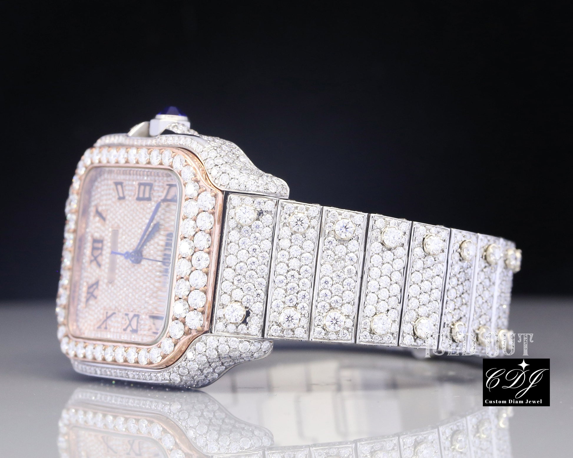 Two Tone Round Diamond Cartier Wrist Watch (25CT Approx)  customdiamjewel   