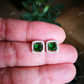 Green Emerald Princess cut Stud Earrings  customdiamjewel   