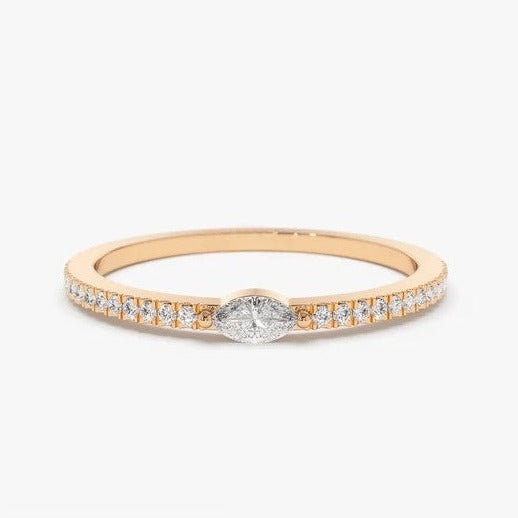 0.21CTW Marquise and Round Pave Lab Grown Diamond Eternity wedding Band  customdiamjewel 10KT Rose Gold VVS-EF