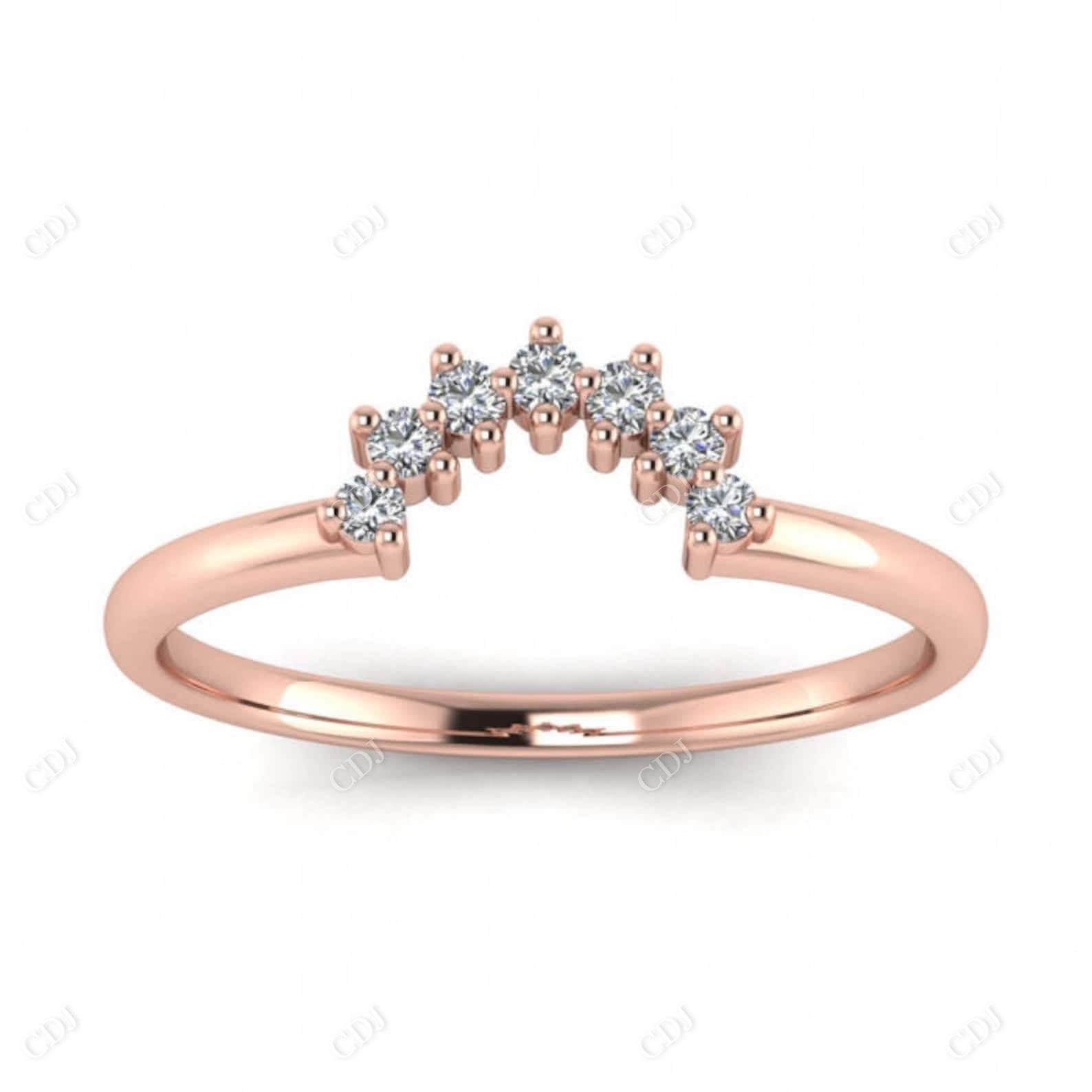 0.08CTW Round Lab Grown Diamond Curved Wedding Band  customdiamjewel 10KT Rose Gold VVS-EF