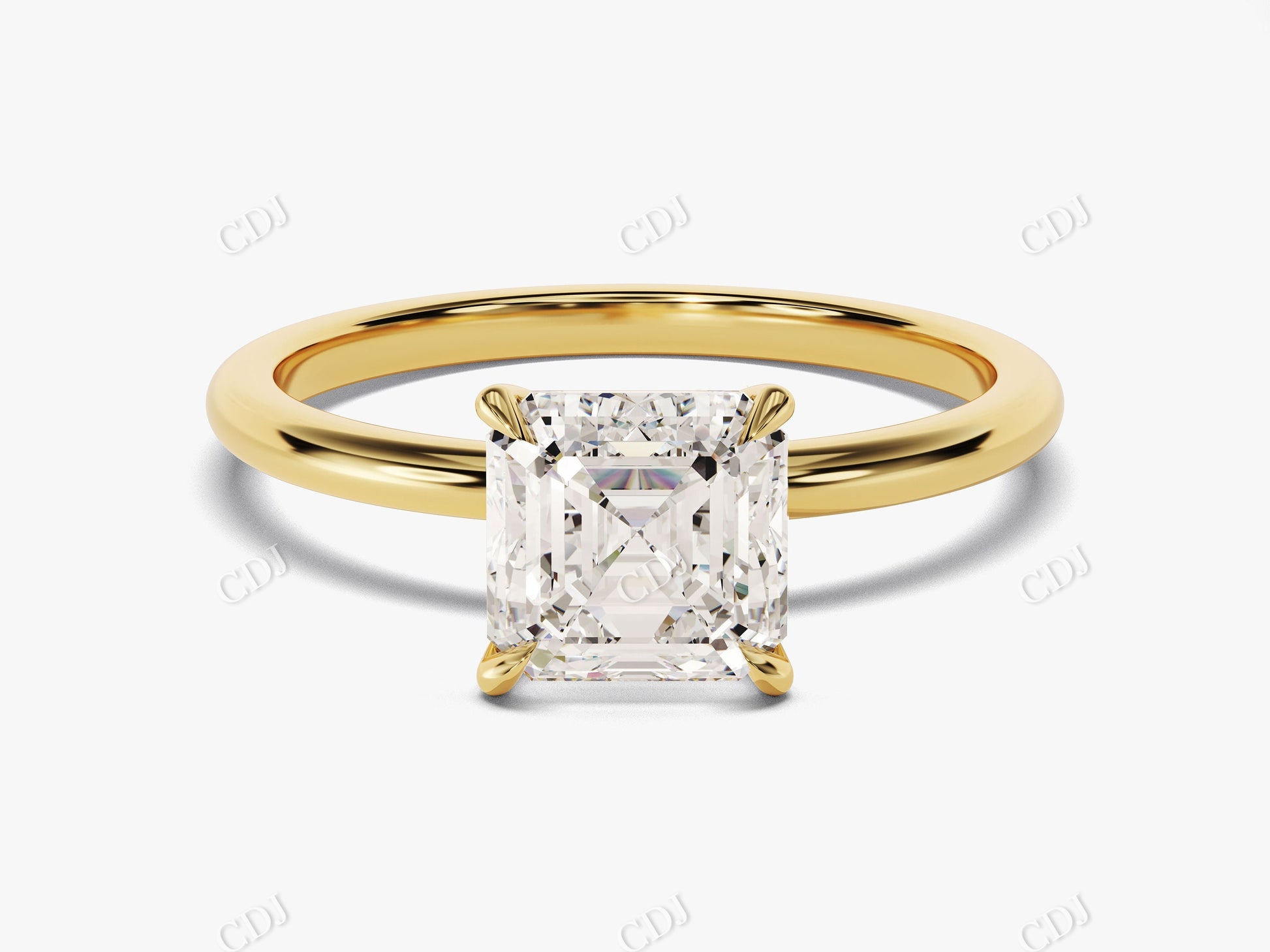 Asscher Cut Solitaire Moissanite Engagement Ring  customdiamjewel 10KT Yellow Gold VVS-EF
