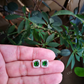 Green Emerald Princess cut Stud Earrings  customdiamjewel   