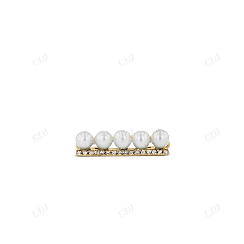 0.05CTW Genuine Diamond and Pearl Bar Ring  customdiamjewel   