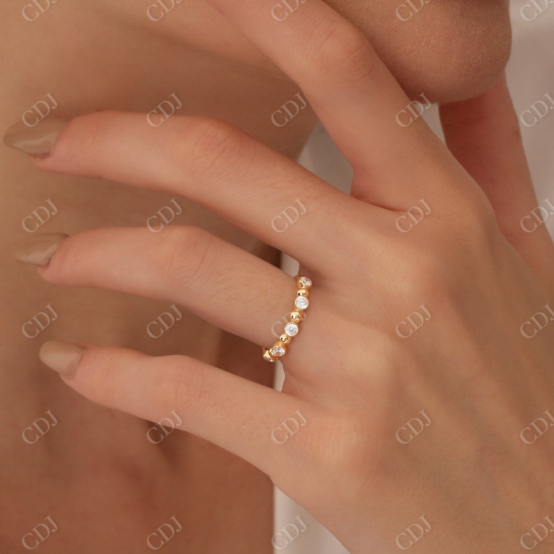 0.50CTW Natural Diamond Wedding Band Round Diamond Bezel Setting  customdiamjewel   