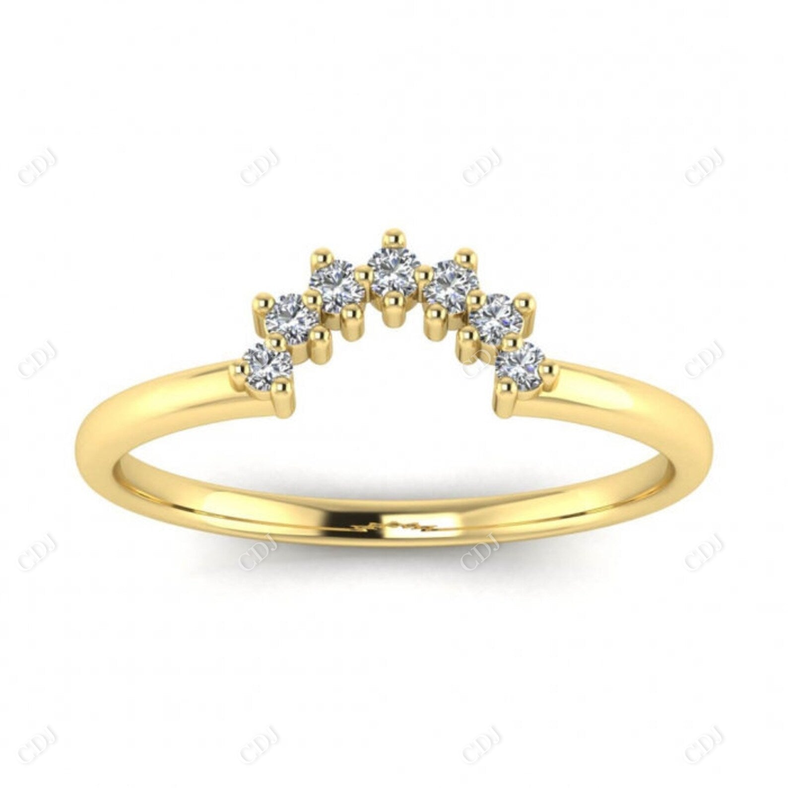 0.08CTW Round Lab Grown Diamond Curved Wedding Band  customdiamjewel 10KT Yellow Gold VVS-EF