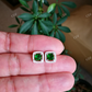 Green Emerald Princess cut Stud Earrings  customdiamjewel   