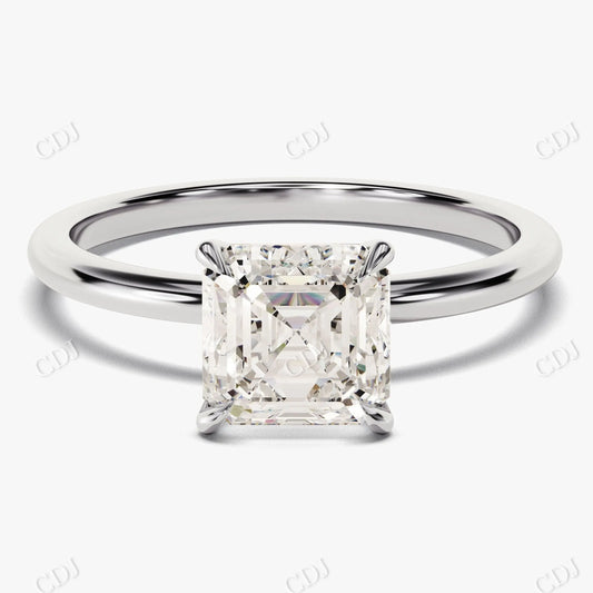 Asscher Cut Solitaire Moissanite Engagement Ring  customdiamjewel 10KT White Gold VVS-EF