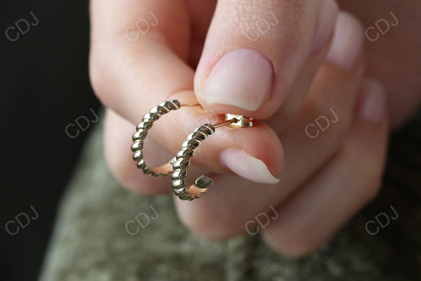 Gold Twisted Rope Hoop Earrings  customdiamjewel   