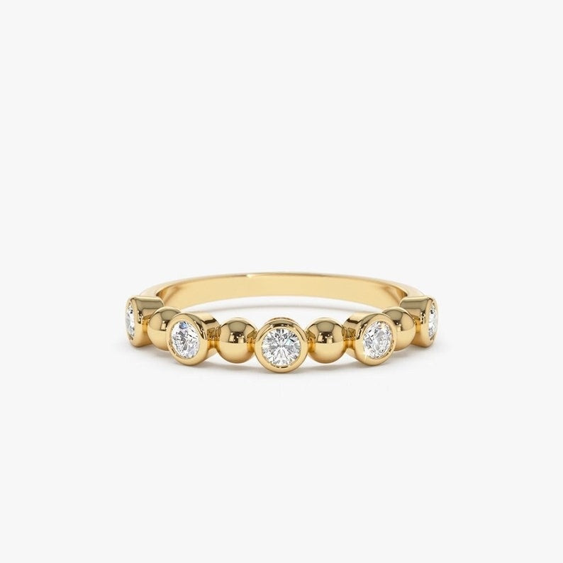 0.50CTW Natural Diamond Wedding Band Round Diamond Bezel Setting  customdiamjewel   