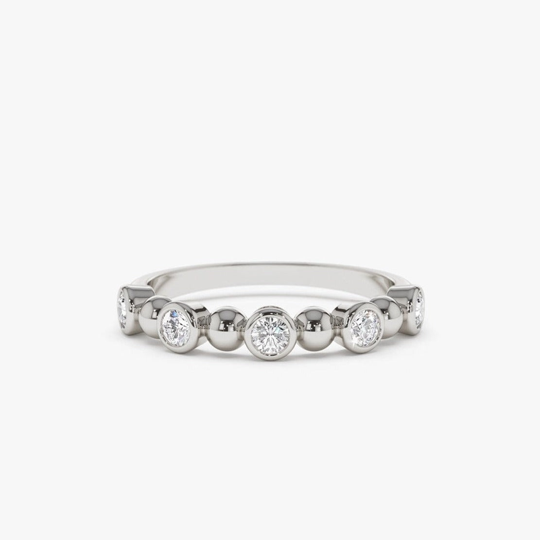 0.50CTW Natural Diamond Wedding Band Round Diamond Bezel Setting  customdiamjewel 10KT White Gold VVS-EF