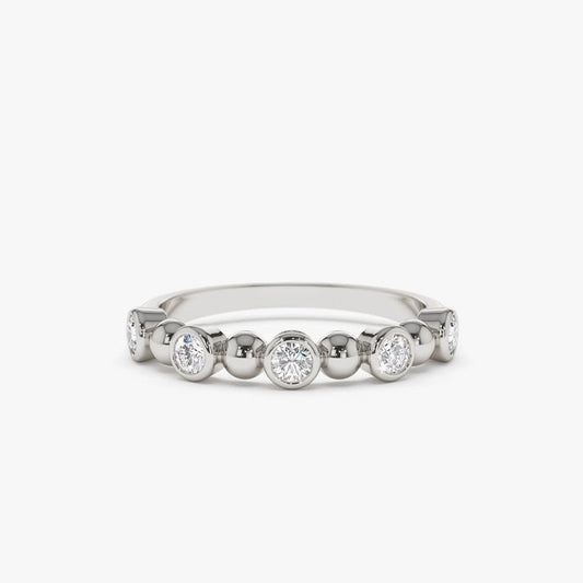 0.50CTW Natural Diamond Wedding Band Round Diamond Bezel Setting  customdiamjewel 10KT White Gold VVS-EF